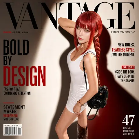 Remix from @nice2cu create me a cool and fashion magazine centerfold