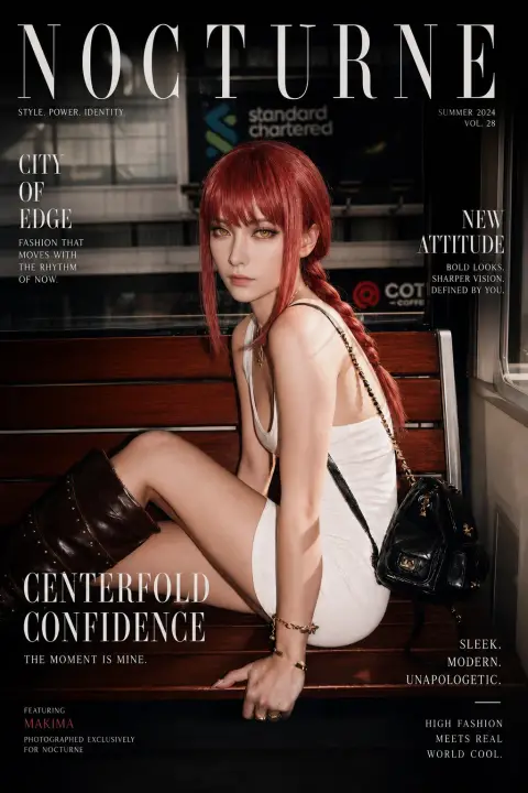 Remix from @nice2cu create me a cool and fashion magazine centerfold