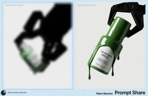 Retinol serum bottle wrapped in thick green liquid