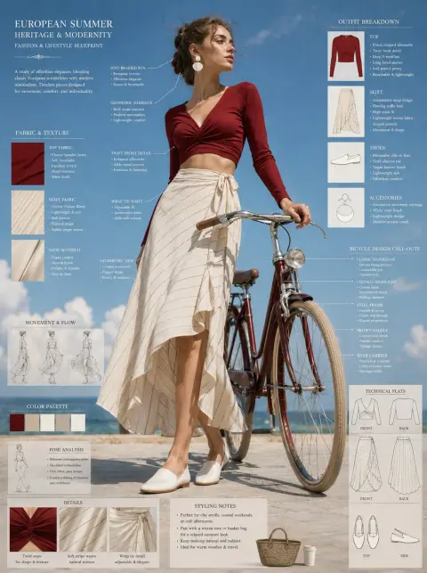 Retro bicycle elegant female fashion concept design illustration