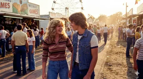 Retro couple at county fair 1979