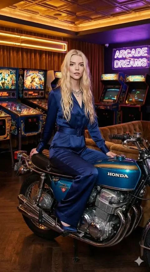 Retro hottie style in neon arcade