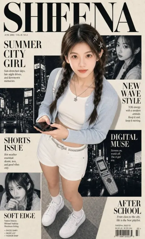 Retro Millennium Style Fashion Magazine Cover Portrait Prompt Words