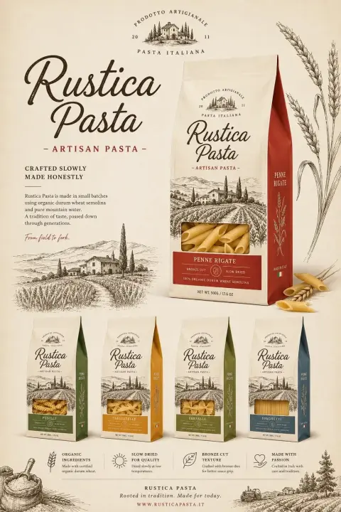 Retro minimalist food packaging design display