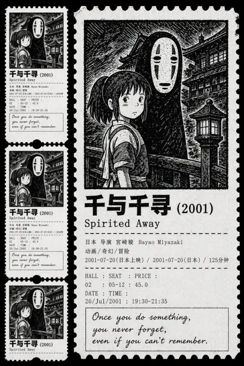 Retro movie ticket stub poster