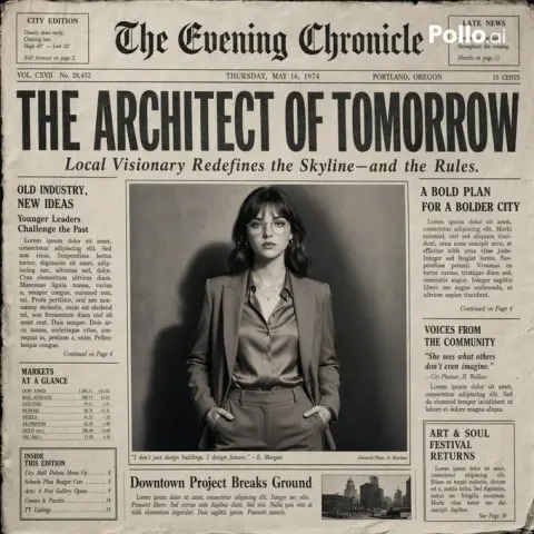 Retro newspaper protagonist front page design
