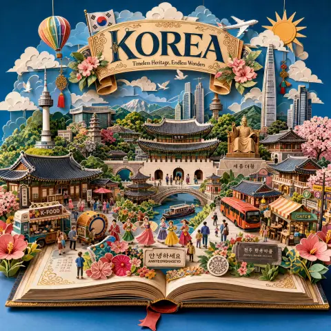 Retro paper art pop-up book destination miniature landscape