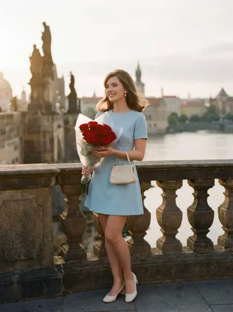 Retro rose beauty on the Prague bridge