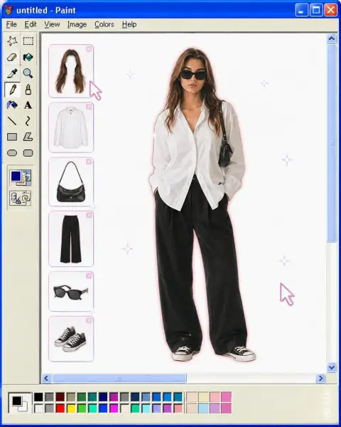 Retro Windows drawing board dress-up interface generation