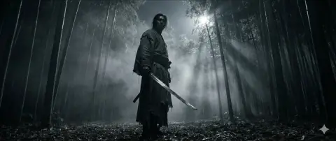 Sandstorm meditation, the lonely swordsman’s moment in the bamboo forest drawing his sword