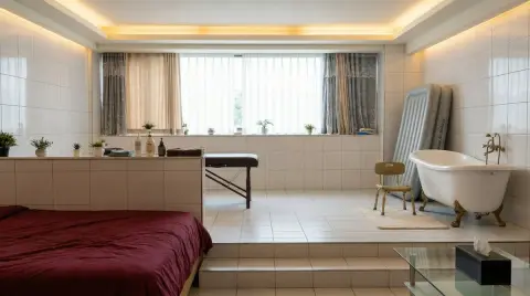 Seamless replacement of the bathtub front seat and fusion of light and shadow