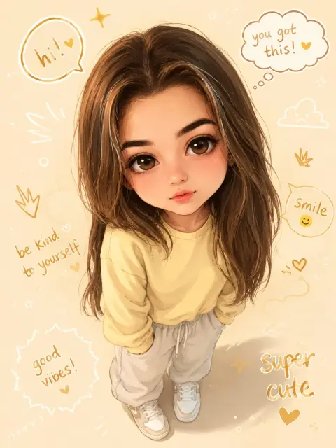 Semi-realistic cute Q version character avatar illustration