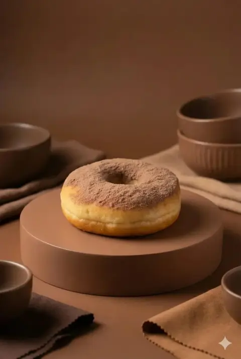 Senior commercial photography of chocolate donuts in warm brown tones