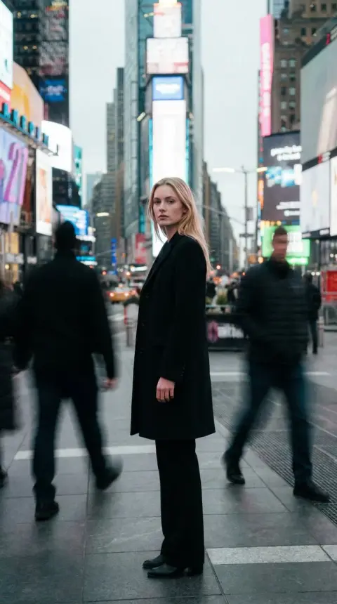 Silent Blonde in Times Square