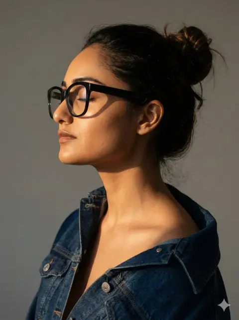 Silent glasses profile in the golden hour