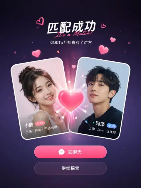 Social software matching successful love special effects UI interface