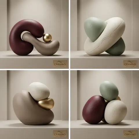 Soft light abstract sculpture in minimalist gallery