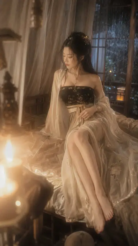Song Dynasty style ancient boudoir woman portrait