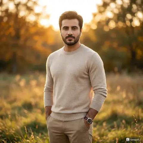 South Asian handsome man under the golden sunset