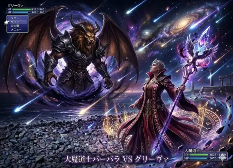 Space battle between the Great Witch and Griever