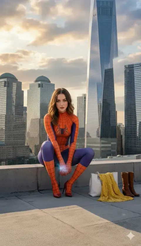 spider heroine under sunset in manhattan