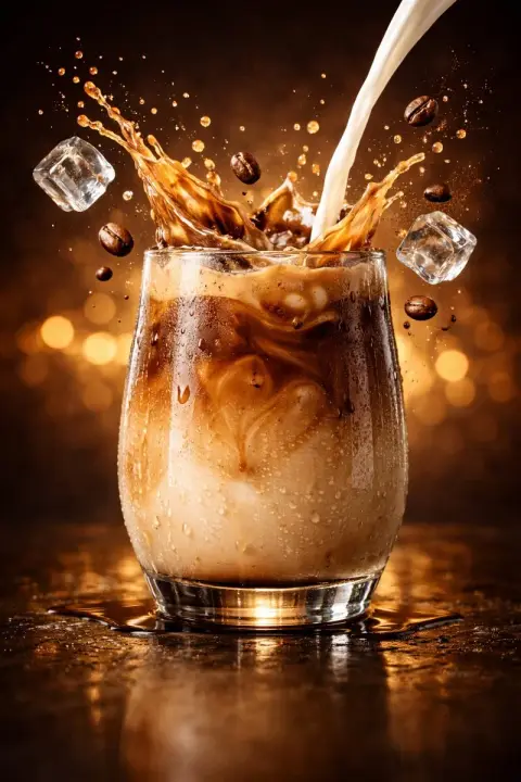 Splash Ice Latte Cinematic Commercial Photography