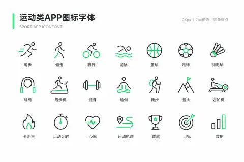 Sports fitness icon font design