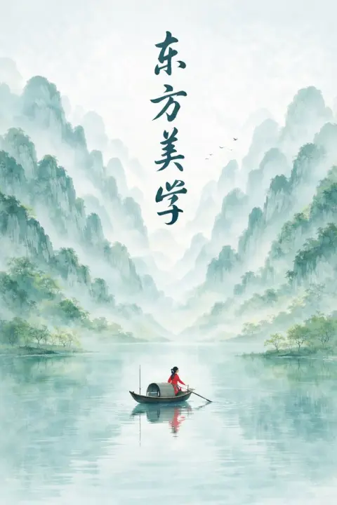 Spring zen ink mountains poster