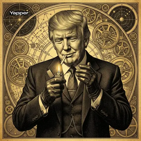 Steampunk style Trump retro copper engraving