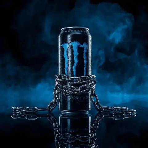 Still power: The claw energy tank locked by chains on the dark mirror