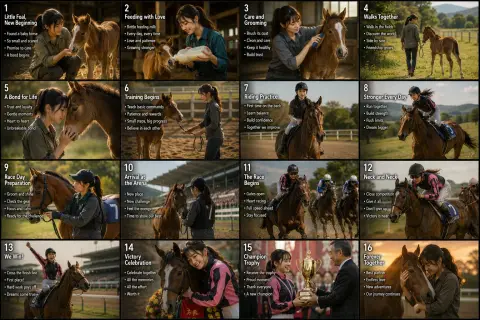 Storyboards of the film about the growth of girls and horses