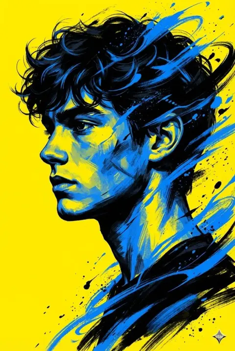 Street art style high contrast young profile
