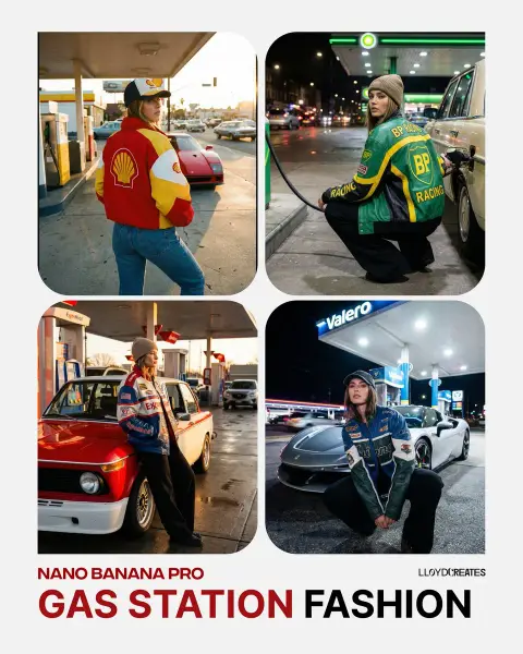 Street photography of retro racing fashion brand under neon night
