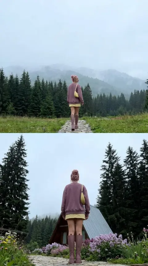 Structured Braids, Moody Pines [Plum + Butter Yellow]