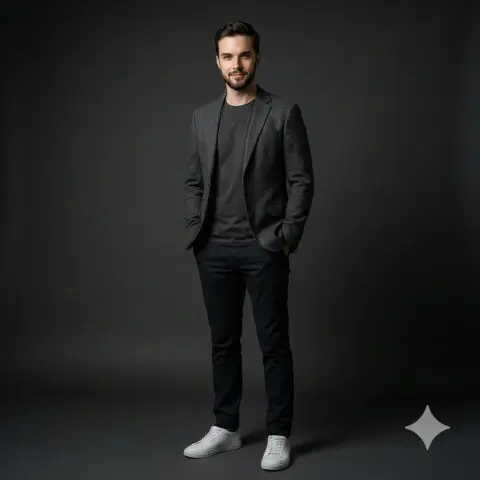 Studio photo of a male model with minimalist texture