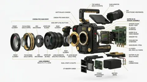Studio-quality 3D product explosion view