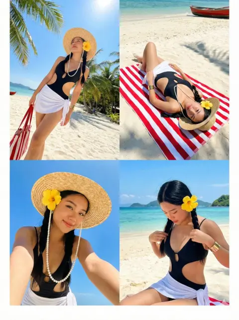 Sunshine Island vacation style girl's four-square photo