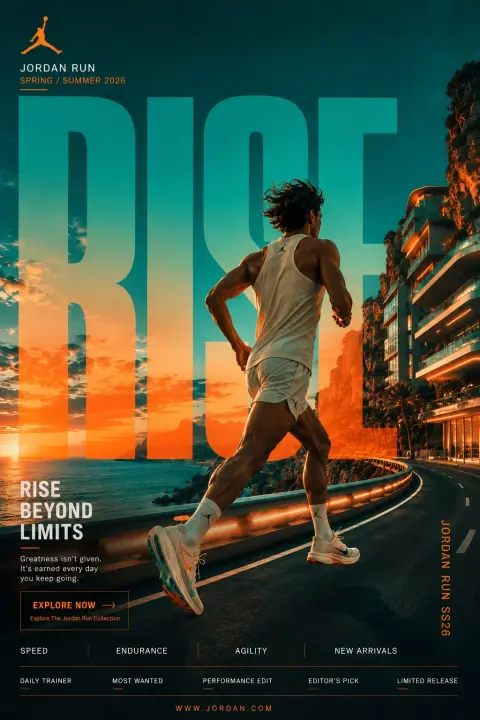 Super high-end running shoes beach blockbuster poster