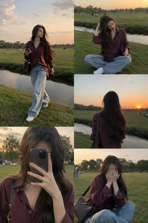 Super realistic green park Korean style life collage