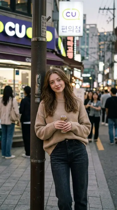 Super realistic Korean casual girl movie style photo