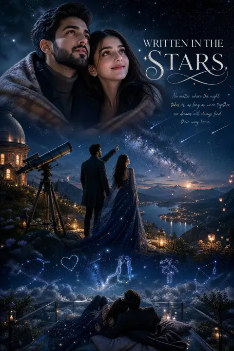 Super realistic romantic couple poster stargazers