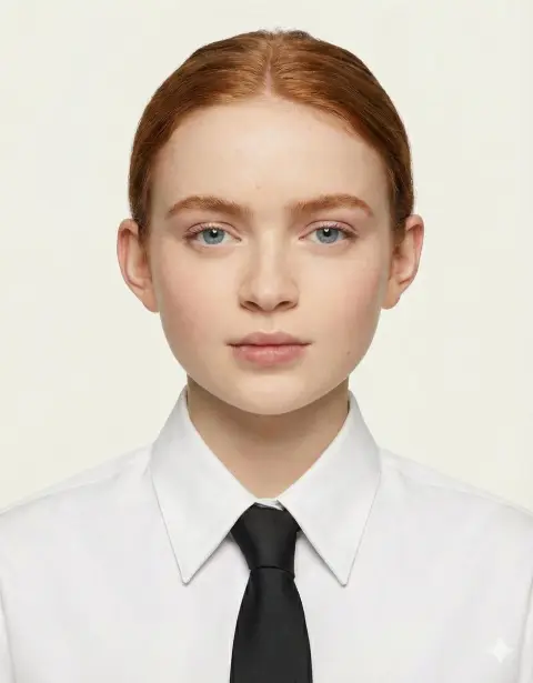 Super realistic white shirt professional ID photo