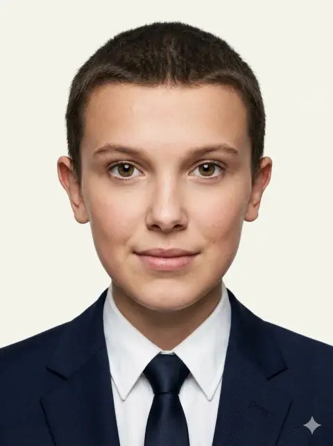 Super realistic white shirt ID photo