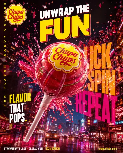 Surreal fast moving candy creative advertising poster design