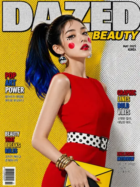 Surreal pop art luxury beauty magazine cover