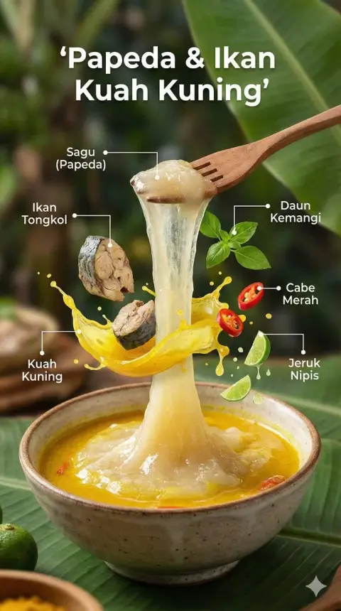 Suspended ingredients Indonesian food photography poster