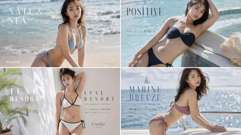 swimsuit magazine advertisement four square grid