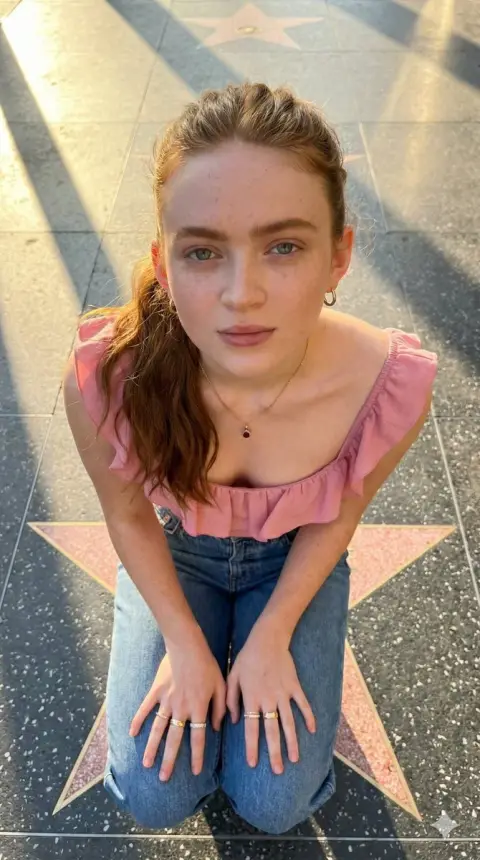 Sydney Sweeney poses for a golden moment on the Walk of Fame