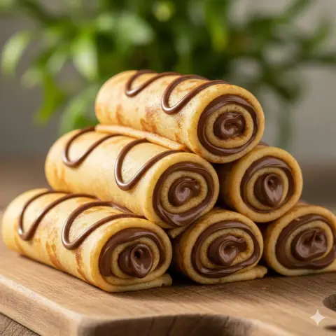 Tempting chocolate chip pancake close-up advertisement