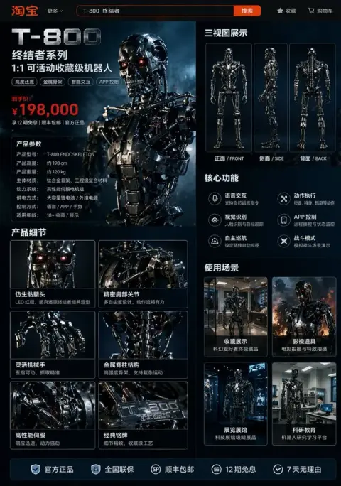 Terminator robot Taobao details page